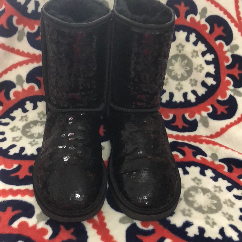 Black sequin UGG boots